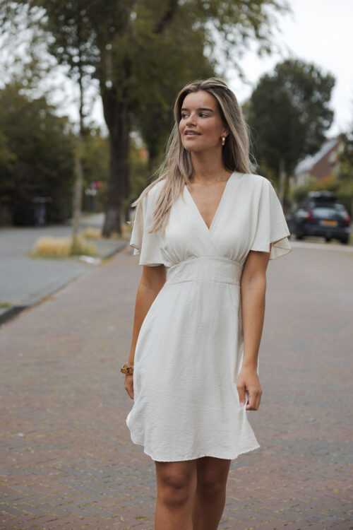Loesjes azzurro a-lijn jurkje beige