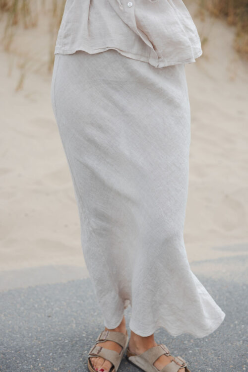 Loesjes maxi linnen rok zand