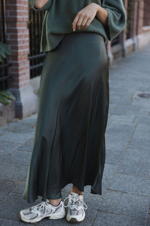 Loesjes satijnen rok army green