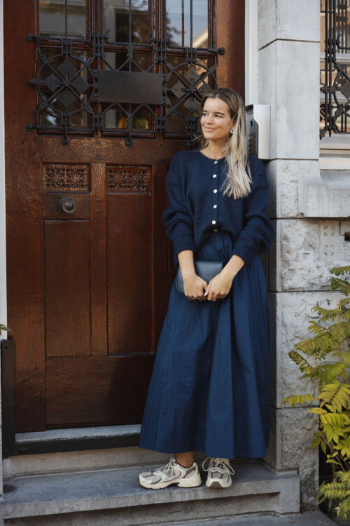 Loesjes maxi katoenen rok donkerblauw