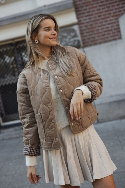 Loesjes corduroy jasje met ruit taupe
