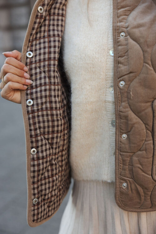 Loesjes corduroy jasje met ruit taupe