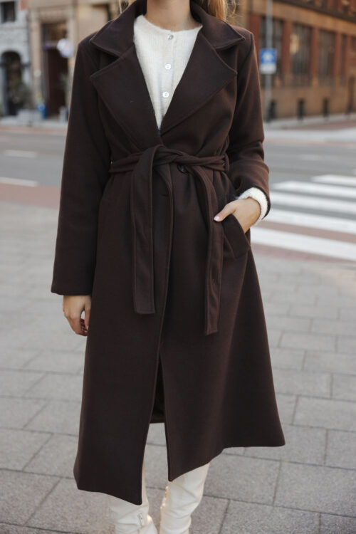 Loesjes trenchcoat mantel lang donkerbruin