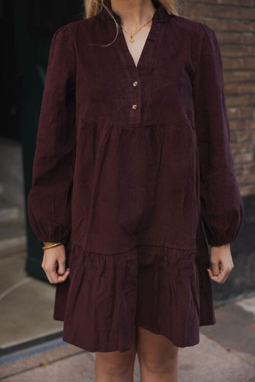 Loesjes corduroy jurkje burgundy