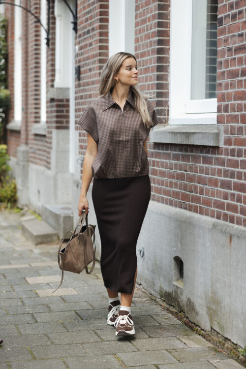 Loesjes gebreide bodycon rok donkerbruin