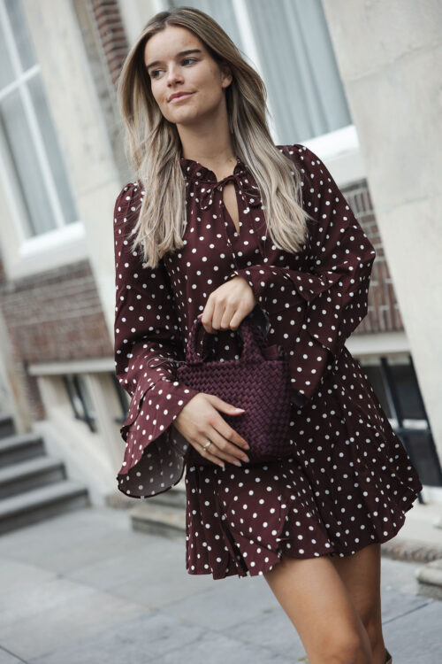 Loesjes polkadot jurkje burgundy
