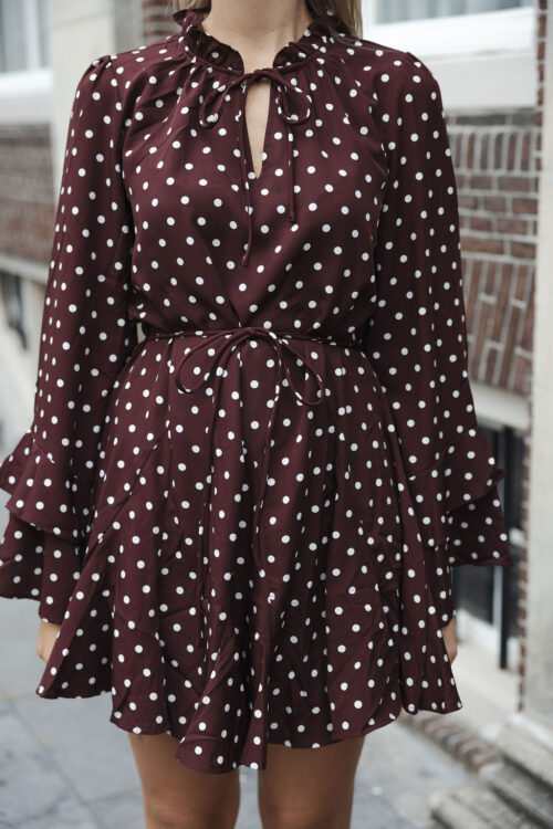 Loesjes polkadot jurkje burgundy