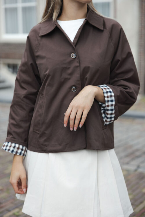 Loesjes trenchcoat jasje met ruit donkerbruin