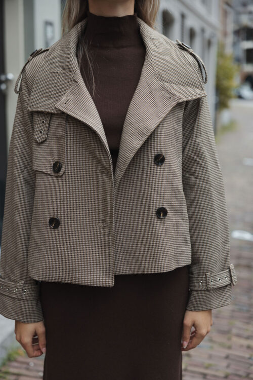Loesjes ruit print trenchcoat jasje