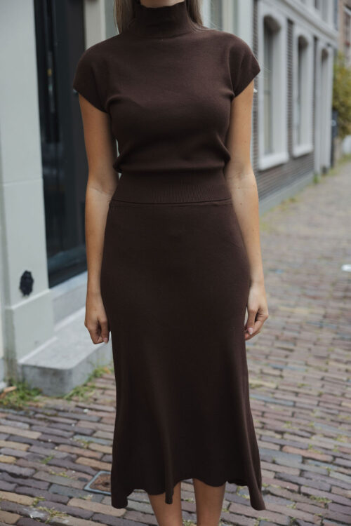 Loesjes gebreid set donkerbruin