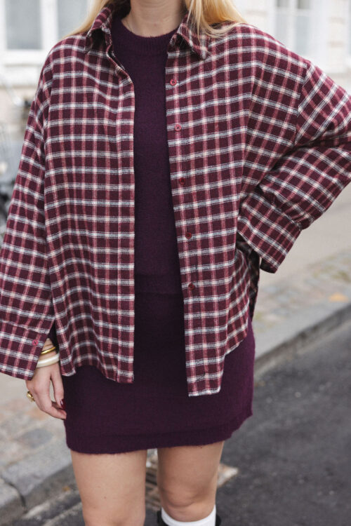 Loesjes oversized ruit blouse burgundy