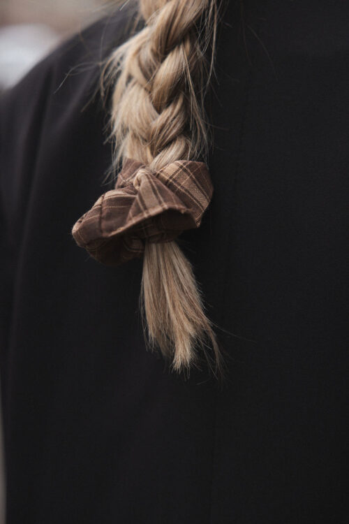 Loesjes fall scrunchie bruin ruit