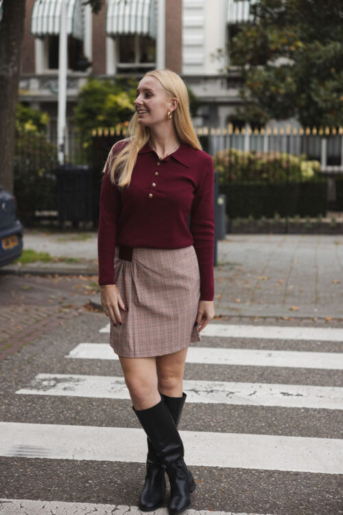 Loesjes wrap rokje ruit bordeaux