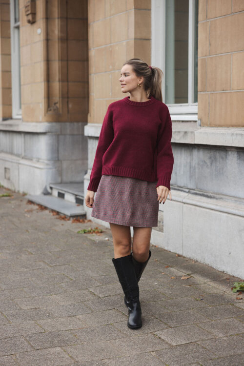 Loesjes azzurro ruit rokje bordeaux