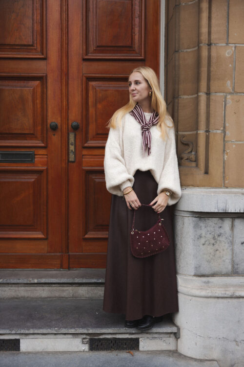 Loesjes maxi leren rok burgundy