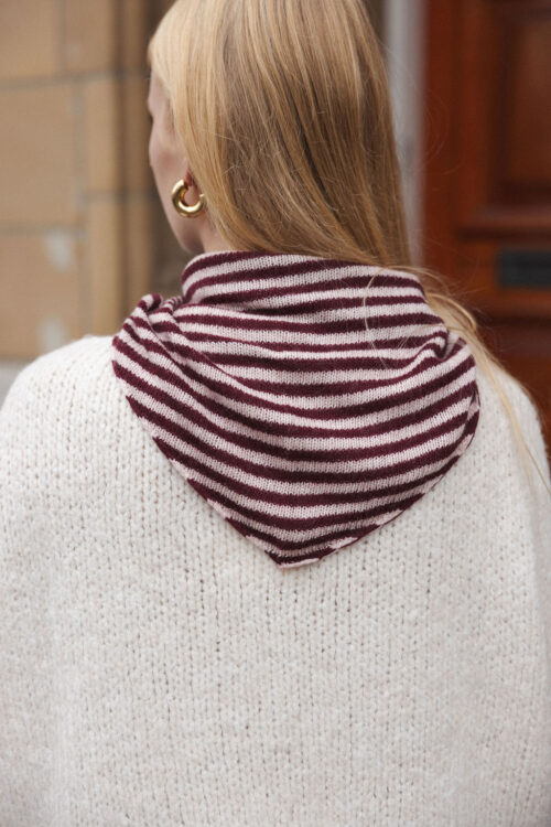 Loesjes wollen knoop sjaaltje streep burgundy