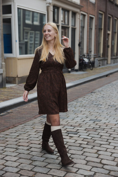 Loesjes leaf jurkje choco