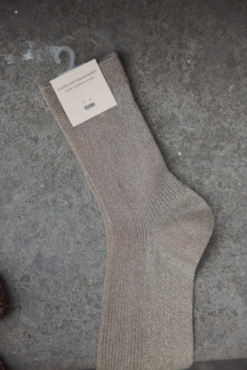 Loesjes glitter sokken taupe