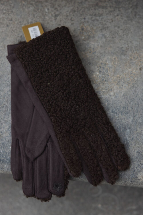 Loesjes teddy handschoenen donkerbruin