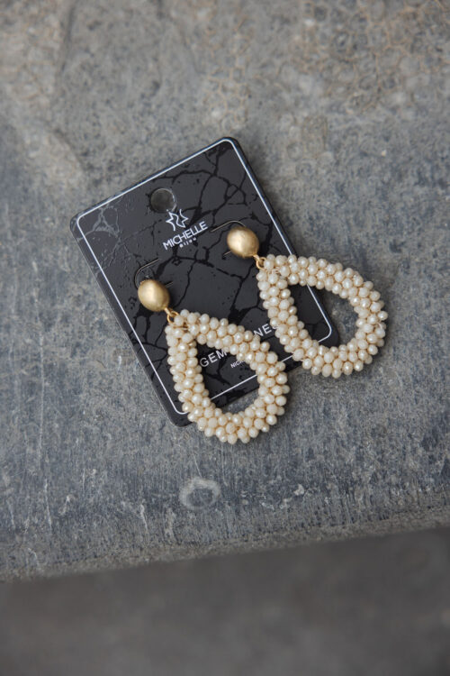Loesjes statement oorbellen beige