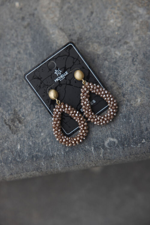 Loesjes statement oorbellen taupe