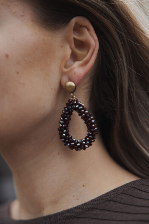 Loesjes statement oorbellen burgundy